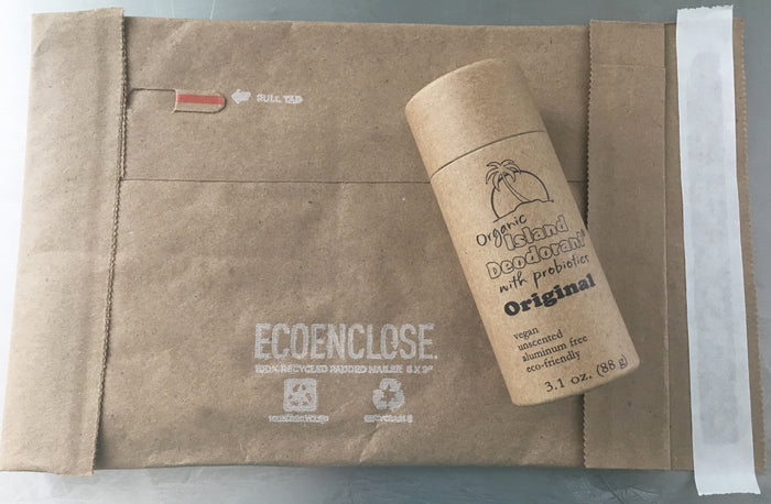 plastic free deodorant packaging compostable tube recycled shipping materials eco friendly deodorant