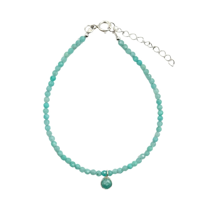 Amazonite Faceted Stone & Charm Bracelet 925