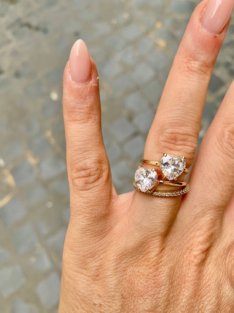 Anello Pietra Doppio Cuore