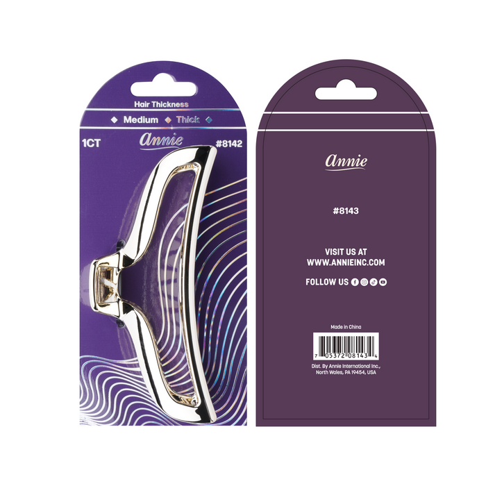 Annie Shiny Large Open Jaw Clip 12.5cm, 1 Count Metallic Hair Clip, Gold