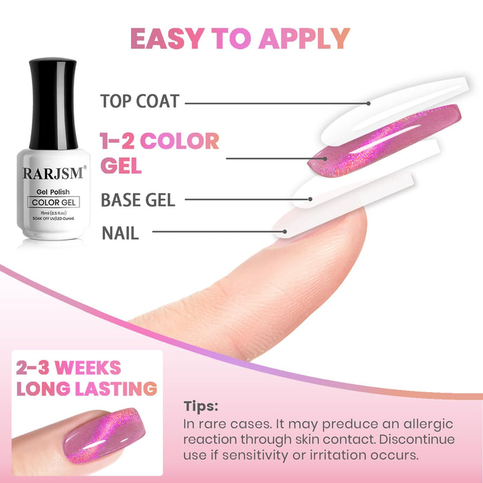 Easy to apply cat eye gel polish top coat 1-2 color gel base gel nail 2-3 weeks long-lasting tutorial