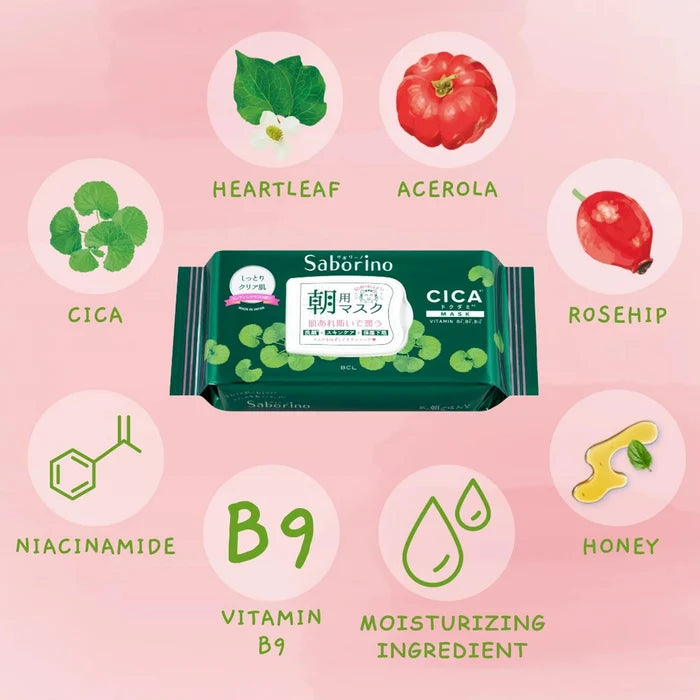 BCL Saborino Morning Facial Cicacare Mask 28 pcs