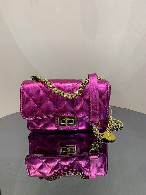 Borsa Small in Pelle Lurex Fuxia GLM COUTURE