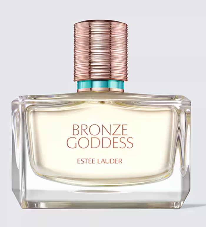 Estee Lauder Bronze Goddess Eau Fraîche 100ml bottle, unopened, with elegant design and floral notes visible on the packaging.