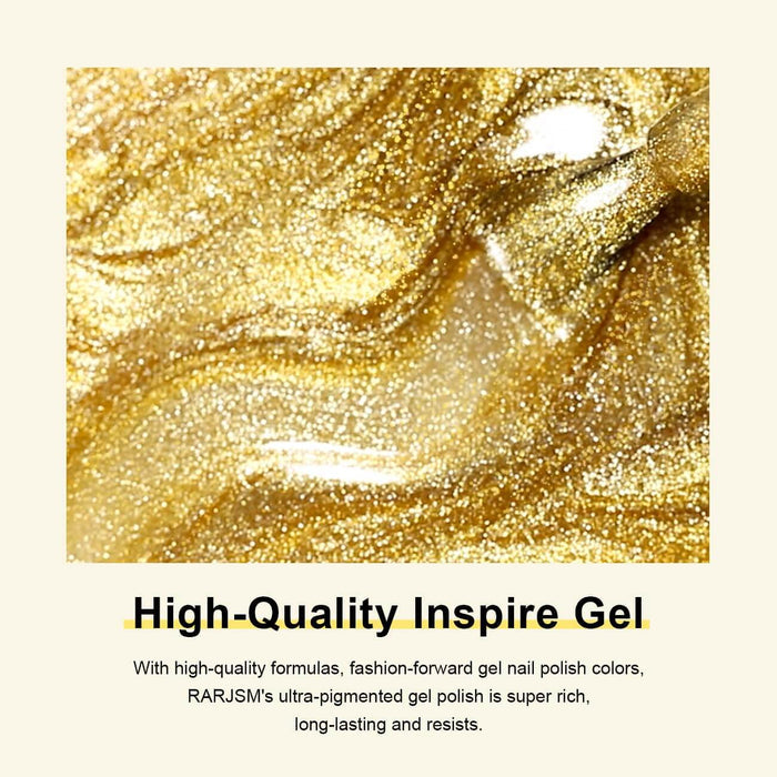 Christmas Gold Glitter Cat Eye Nails Vibrant Highlights