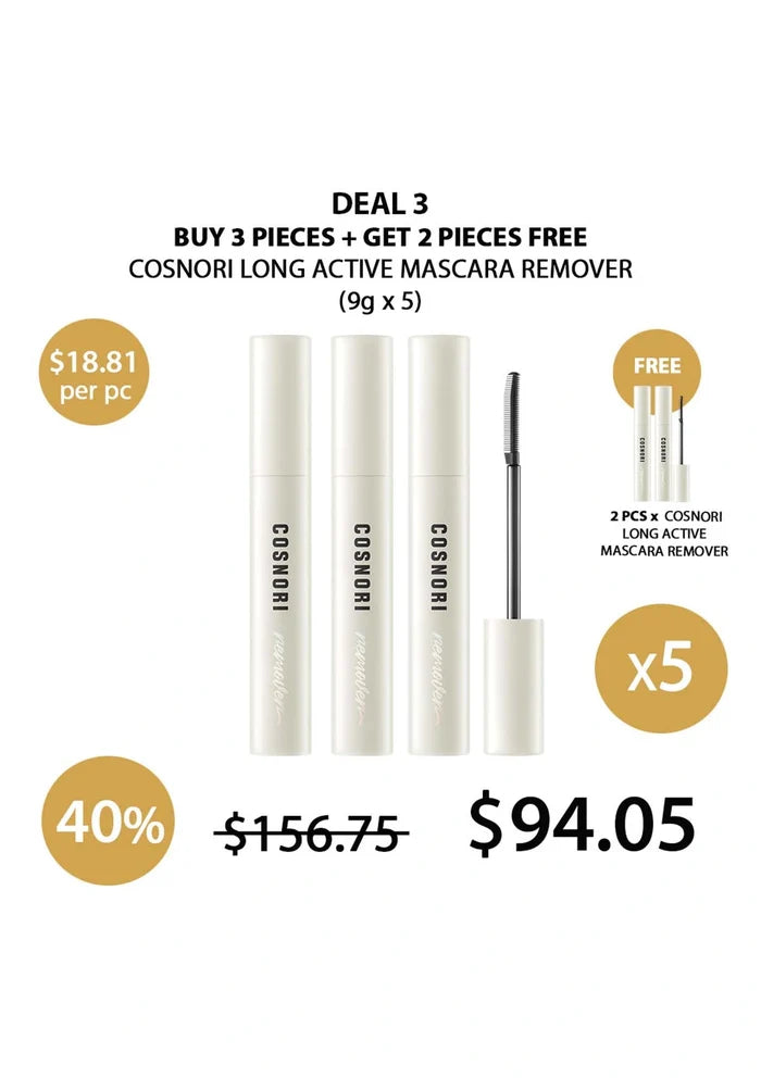 (BUY 3+2 FREE) COSNORI LONG ACTIVE MASCARA REMOVER