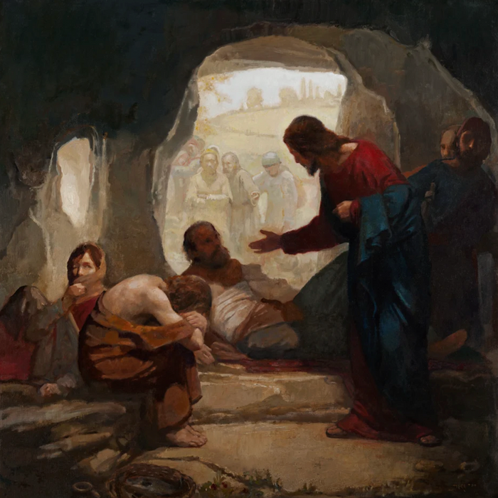 Fine Art Print: Christ Among the Lepers by J. Kirk Richards (8 x 8 in)
