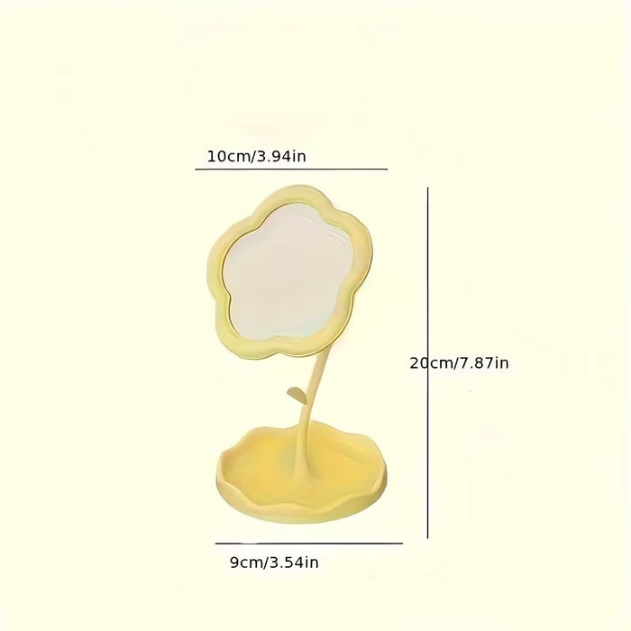 Floral-Shaped Makeup Mirror with an Adjustable Stand