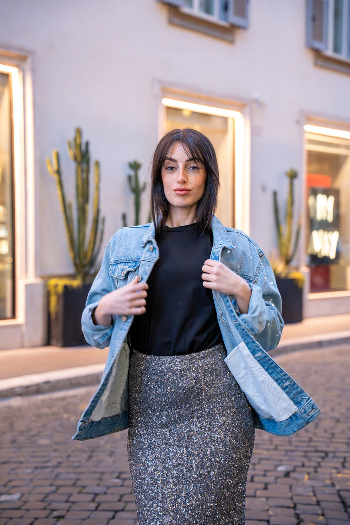 Giacca in Jeans con Strass