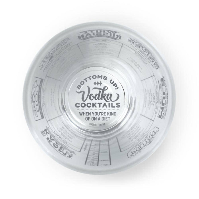 Fred & Friends Good Measure Recipe Glass for vodka, clear barware glass with measurement markings for drink recipes.