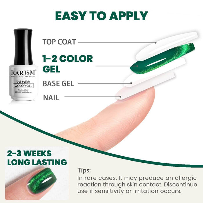 Christmas Green Glitter Cat Eye Nails Vibrant Highlights