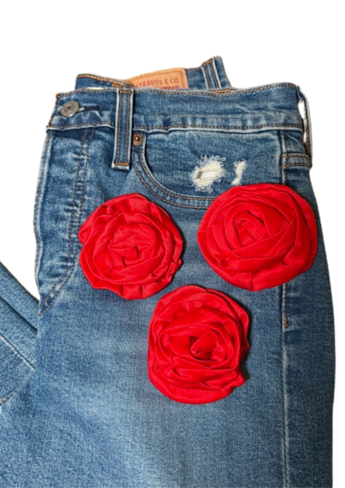 Jeans Levi’s Roses Red GLM COUTURE💗