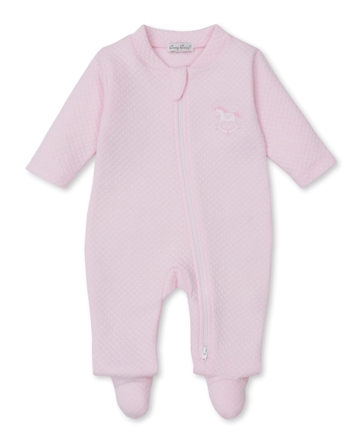 Kissy Kissy Pink Diamond Quilted Zip Footie w/Rocking Horse