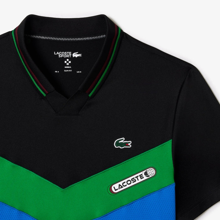 Men's Lacoste Tennis x Daniil Medvedev Slim Fit Seamless Polo Black / Bordeaux / Green / Blue