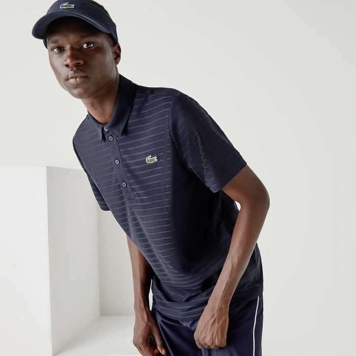 Men's Sport Textured Breathable Golf Polo Navy Blue