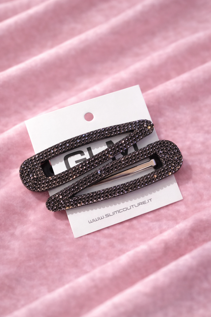 Molletta Strass Grigio Scuro