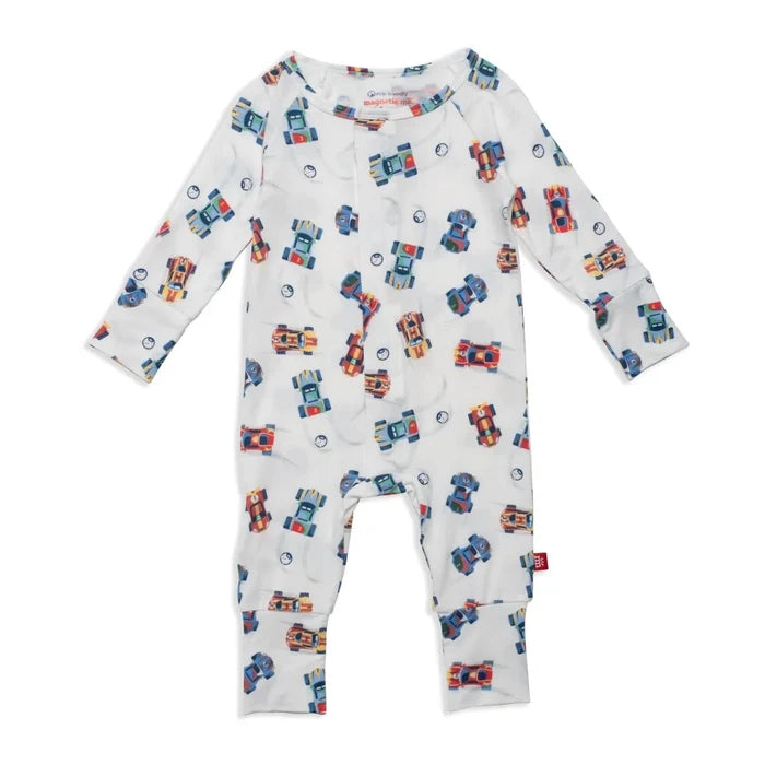 Onsie- Magnetic closure. Formula Fun Race Cars