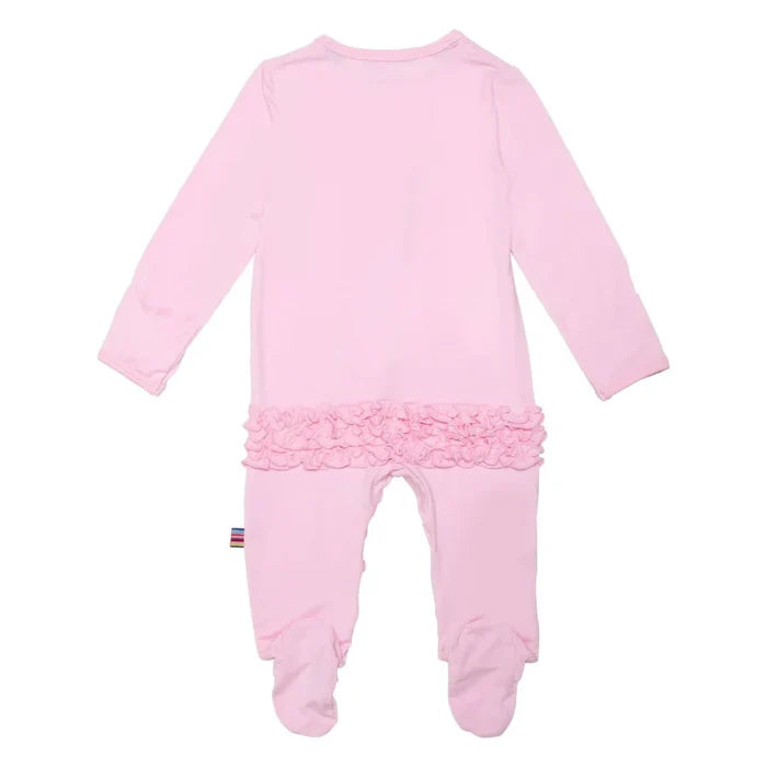Onsie- Magnetic closure. Pink Footie with Ruffle