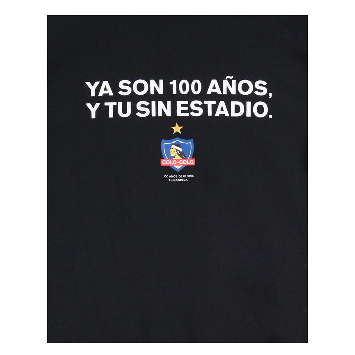 Polera Colo Colo Urbano Centenario Hombre Negro "Ya son 100 años y tu?"