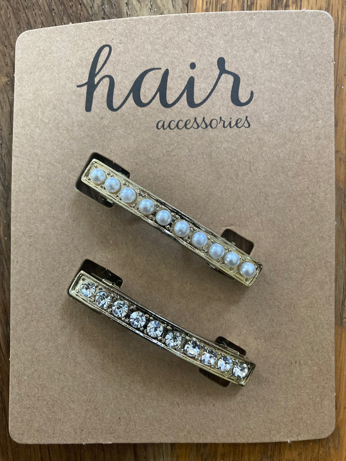 Scunci "Pearl" & "Rhinestone" Barrettes - pack of 2