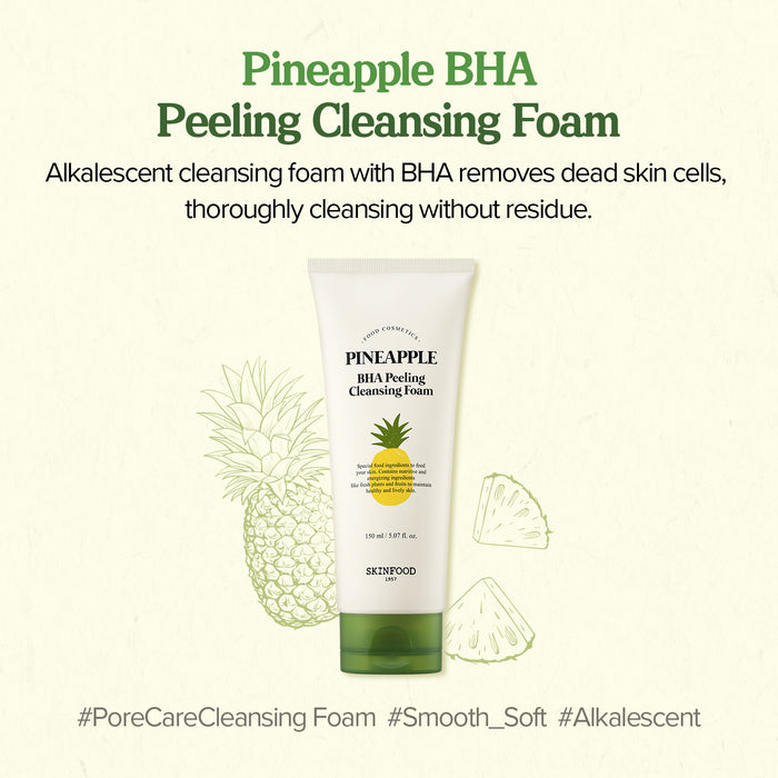 SKINFOOD Pineapple BHA Peeling cleansing foam غسول البشرة المقشر بالاناناس من سكنفود
