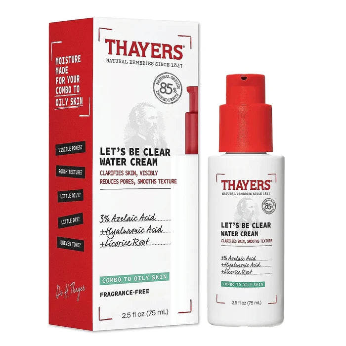 THAYERS Let's Be Clear Water Face Cream Clarifies Skin Visibly Reduces Pores Smooths Texture