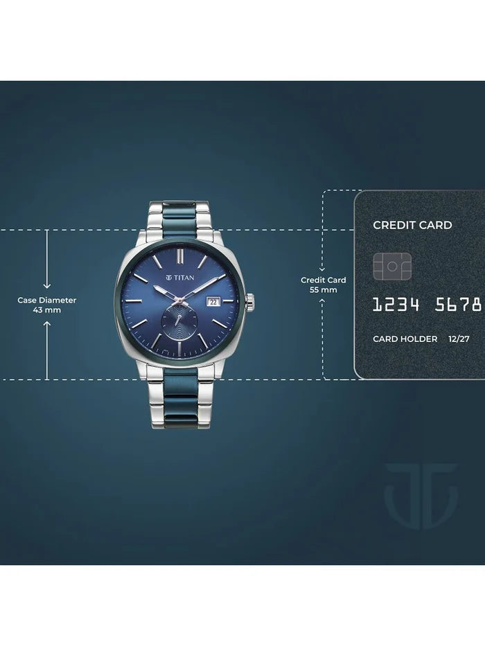 Titan Classique Suave 2.0 Analog Blue Dial Watch - 90189KM01