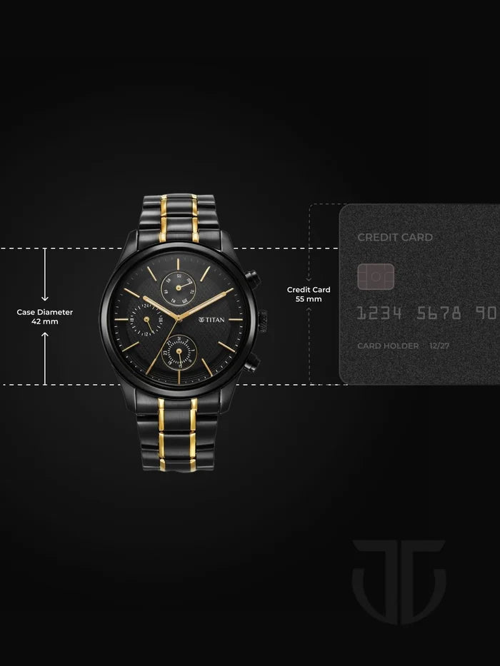 Titan Multifunction Analog With Black Dial Watch - NT1805KM06