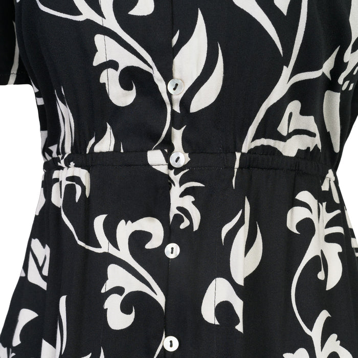 Vestido Mujer Reef Cierre Botones Negro y Blanco