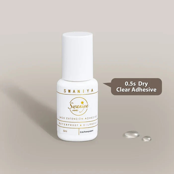 Clear Lash Glue for Colored Extensions & Natural Finish — 0.5s Transparent| Swaniya Lashes