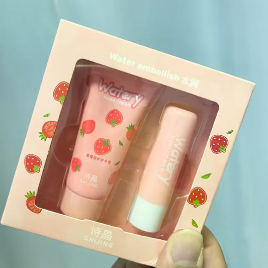 2pcs Lipstick & Hand Cream Moisturizing Gift Set