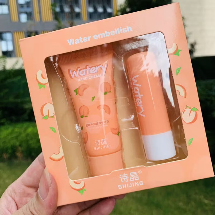 2pcs Lipstick & Hand Cream Moisturizing Gift Set