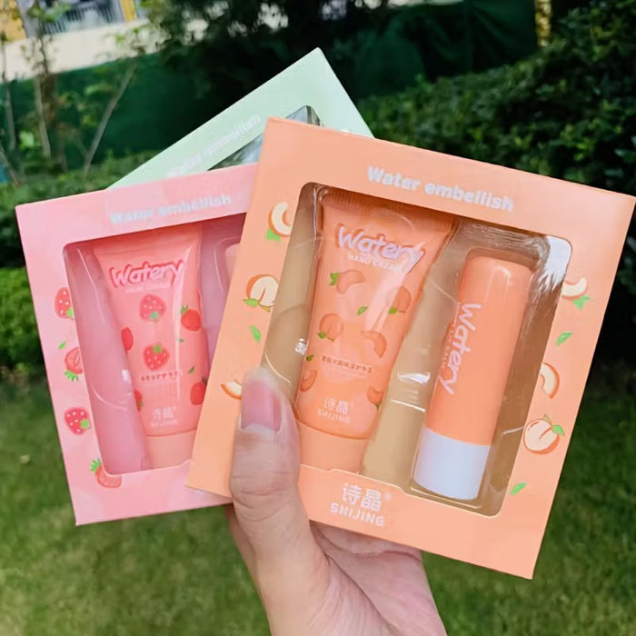 2pcs Lipstick & Hand Cream Moisturizing Gift Set