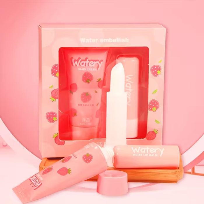 2pcs Lipstick & Hand Cream Moisturizing Gift Set