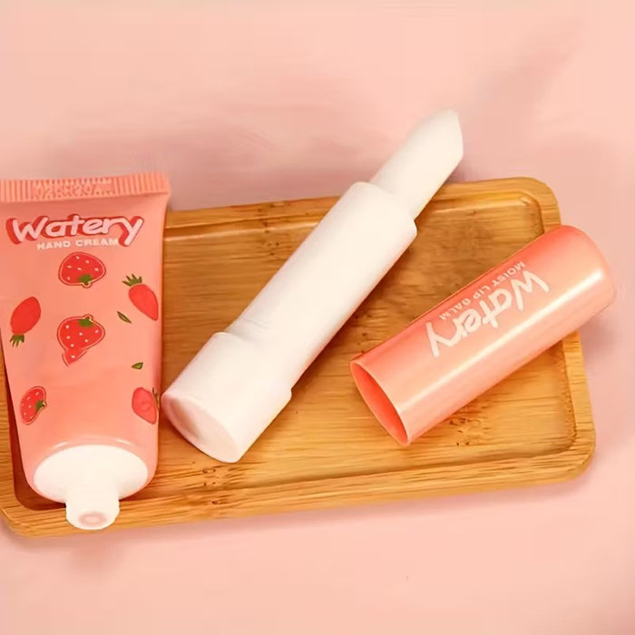 2pcs Lipstick & Hand Cream Moisturizing Gift Set
