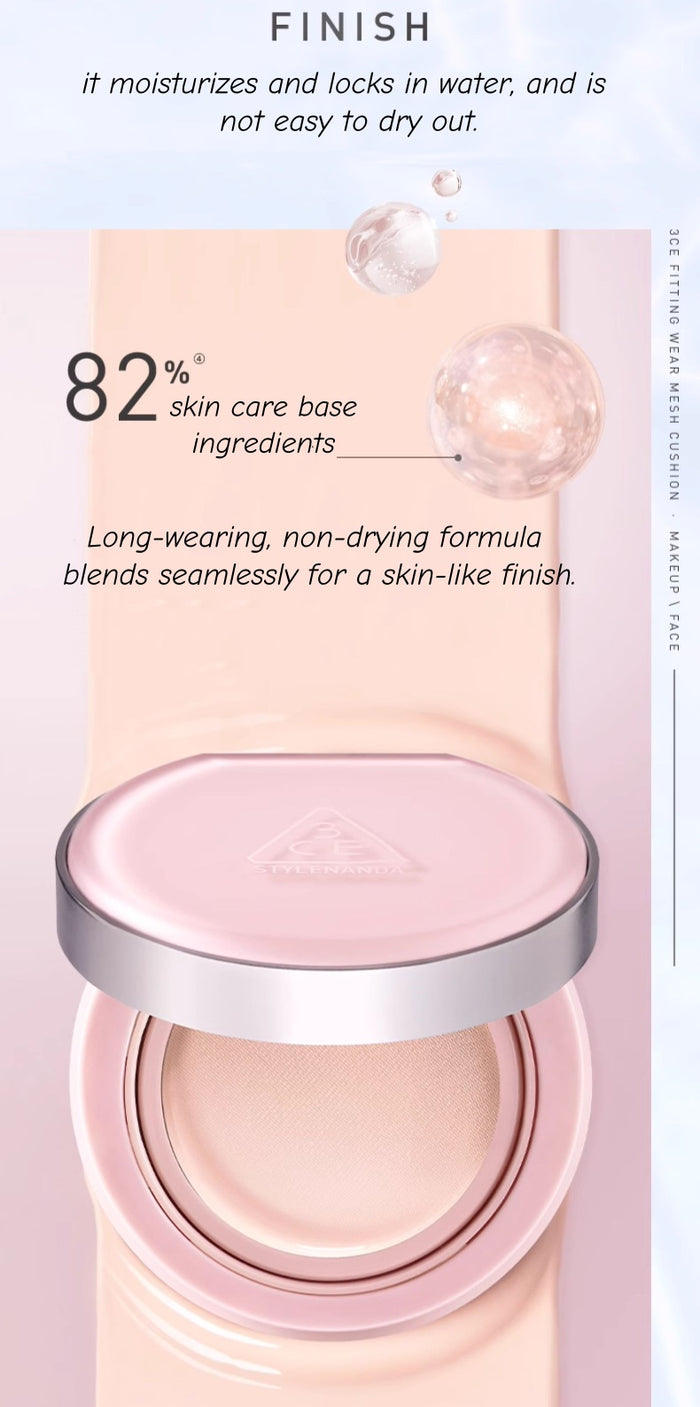 3CE Long-wear Fitting Wear Mesh Air Cushion Foundation With Refill T4773
