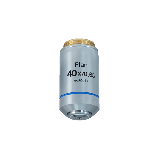 40X Infinity-Corrected Plan Achromatic Microscope Objective Lens, SKU BM13013531, three quarter front view