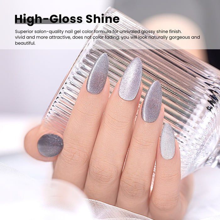6  White Cat Eye Gel Nail Polish Set 7.5 ml
