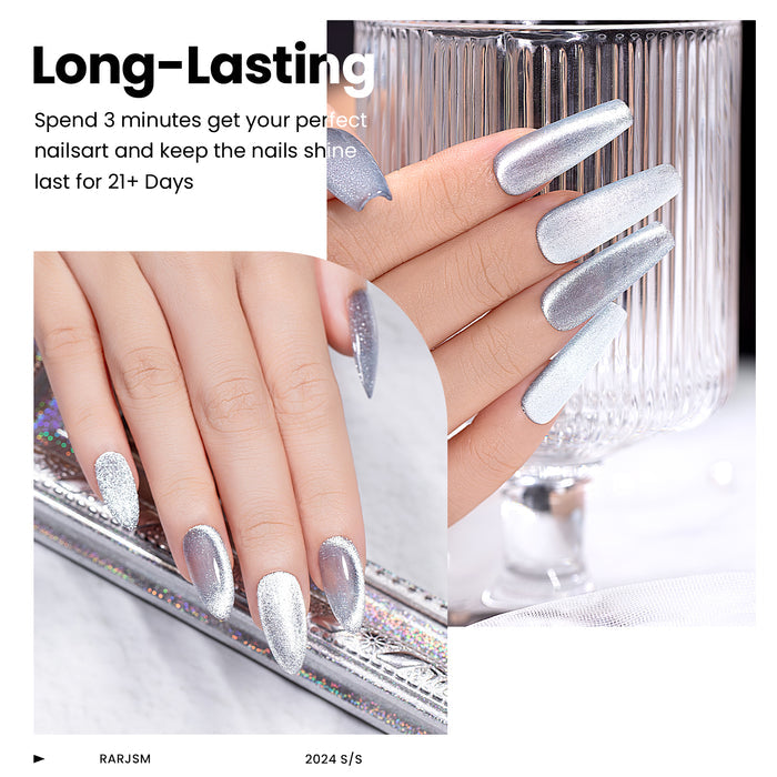 6  White Cat Eye Gel Nail Polish Set 7.5 ml