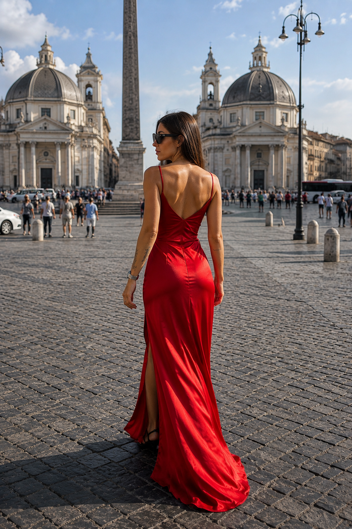 Abito Rouge in seta GLM Couture Rosso