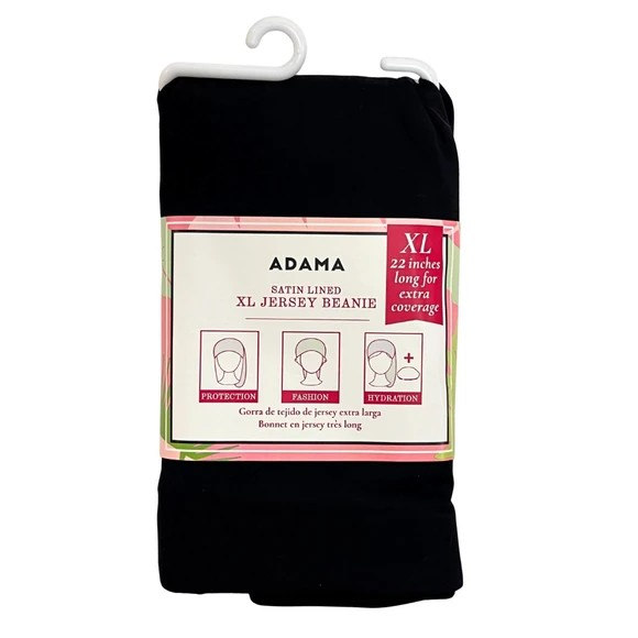 Adama Satin Lined 22" Extra Long Black Jersey Beanie