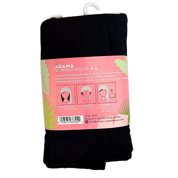 Adama Satin Lined 22" Extra Long Black Jersey Beanie