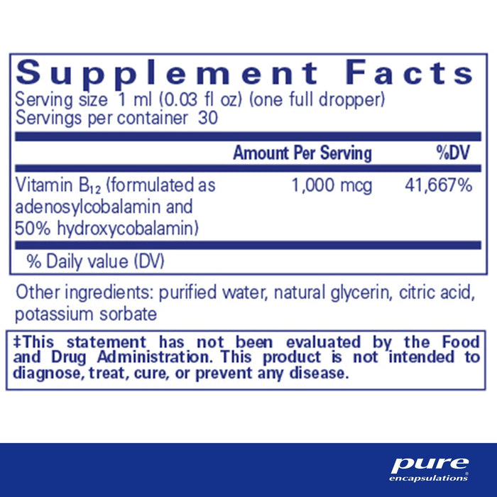 Adenosyl/Hydroxy B12 Liquid 30 mL by Pure Encapsulations