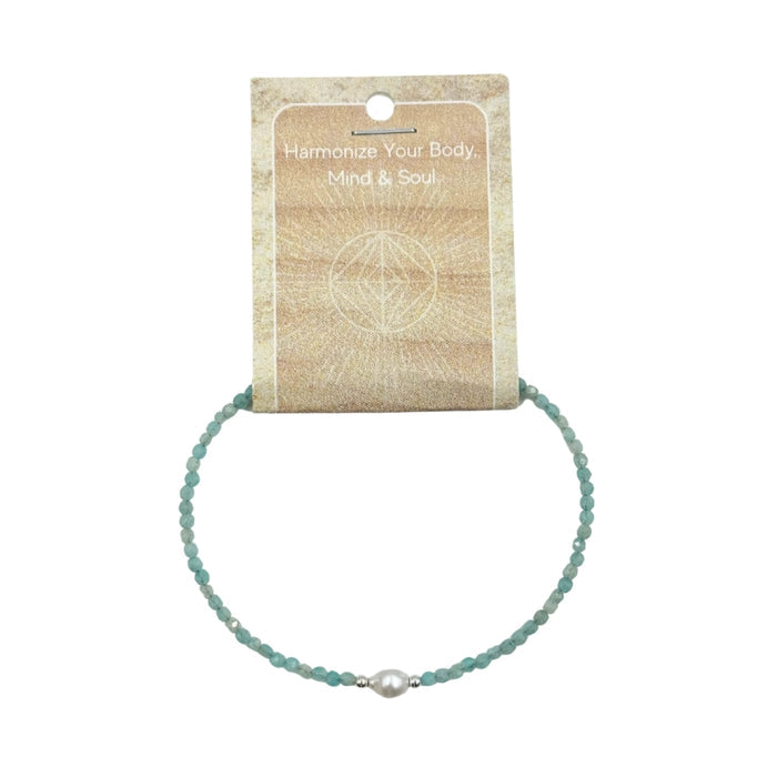 Amazonite Faceted Stone & Pearl Collection Bracelet