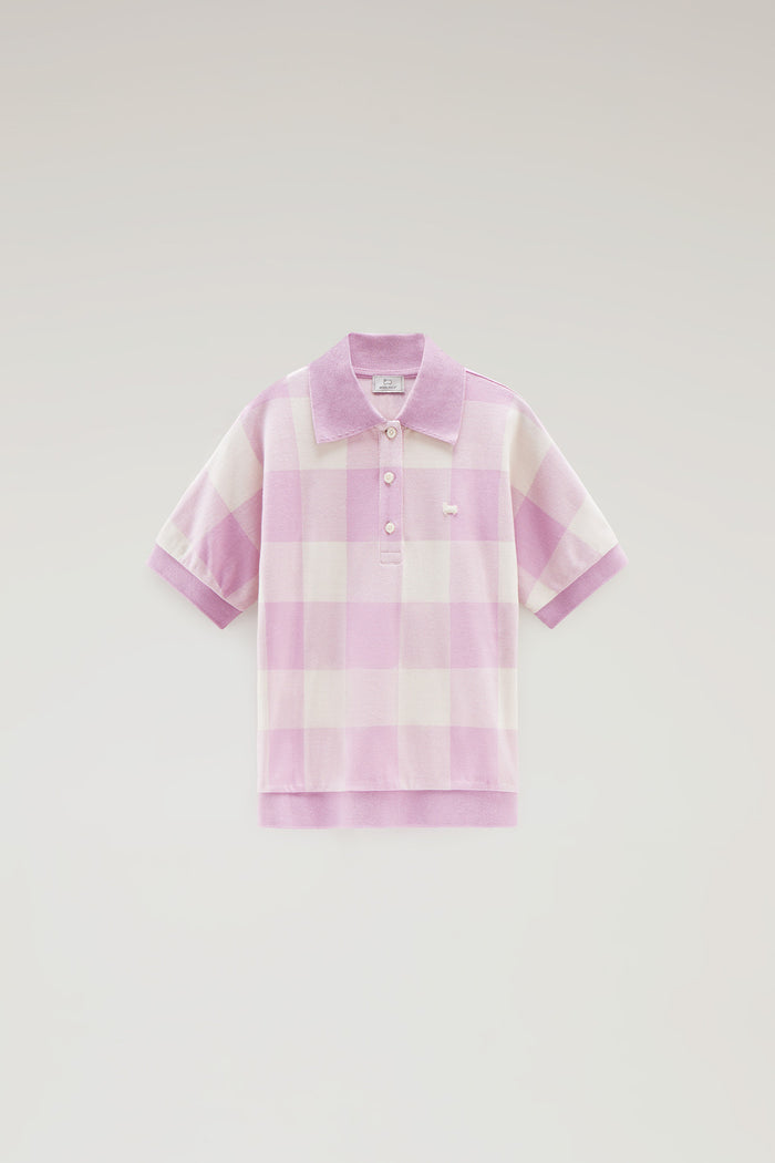 American Check Polo in Yarn-Dyed Stretch Cotton Blend SMOKY ROSE BUFFALO