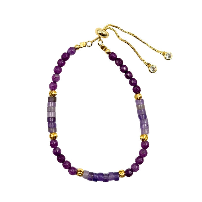 Amethyst Disc Stone Bracelet