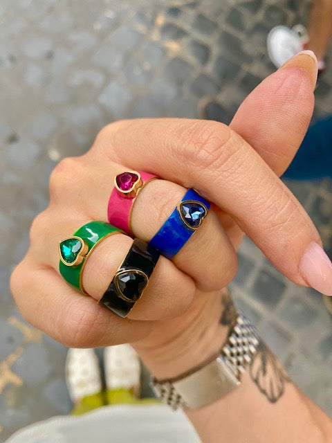 Anello Fedona Smalto e Pietra Fucsia