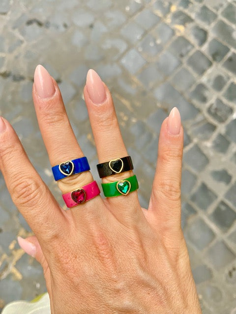 Anello Fedona Smalto e Pietra Fucsia