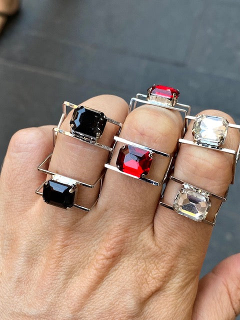 Anello Square Argento Pietra Multicolors