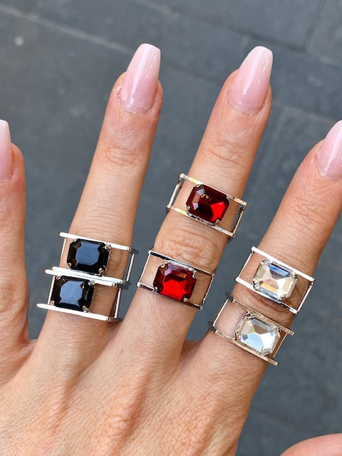Anello Square Argento Pietra Multicolors